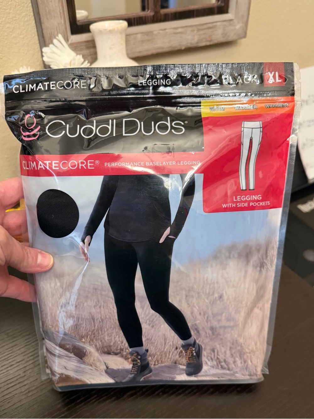 Cuddl Duds ClimateCore Fleece Leggings with Side Pockets Black Womens XL NIP - Picture 5 of 6
